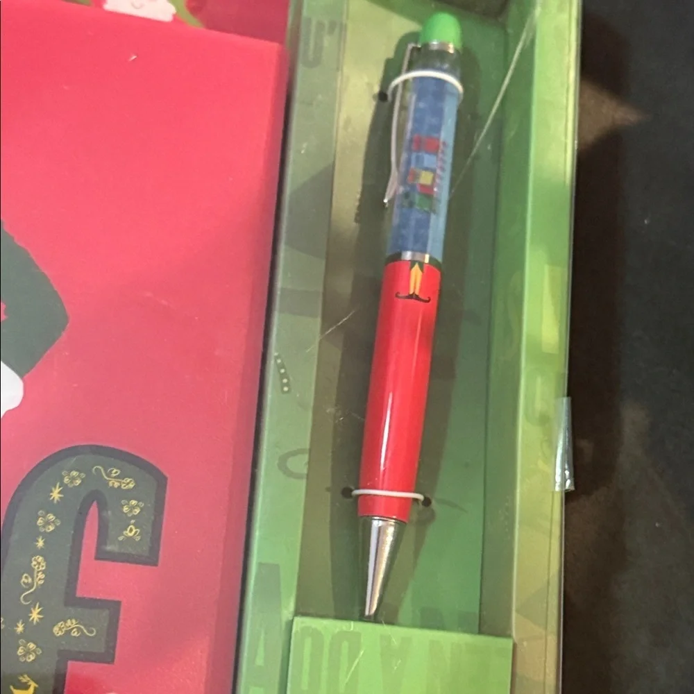 Elf Themed Notebook and Pen Set - Green and Red